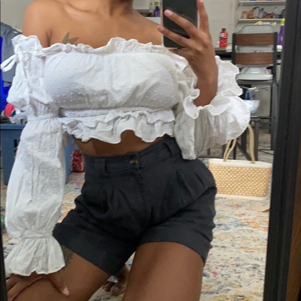 American Apparel linen cuffed shorts and top set